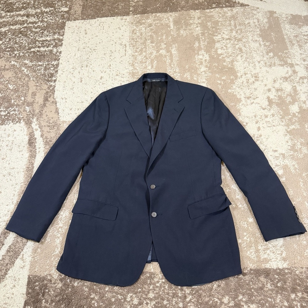 VTG Polo University Club Ralph Lauren Wool Blazer Sport Coat Navy Mens 44R USA